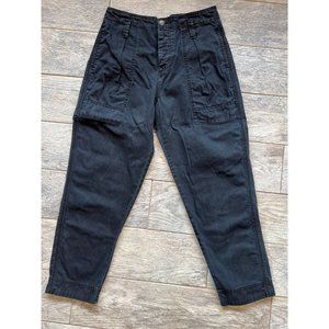 Free People Pleated Jeans Trouser Pant Washed Black Button Fly size 4 Black‎